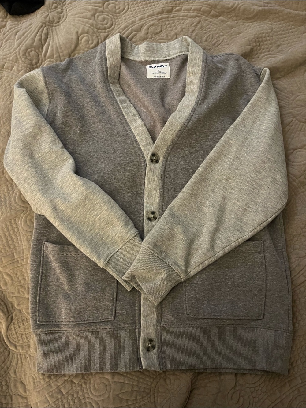Old Navy Men's Two-Tone Gray Knit Button Cardigan